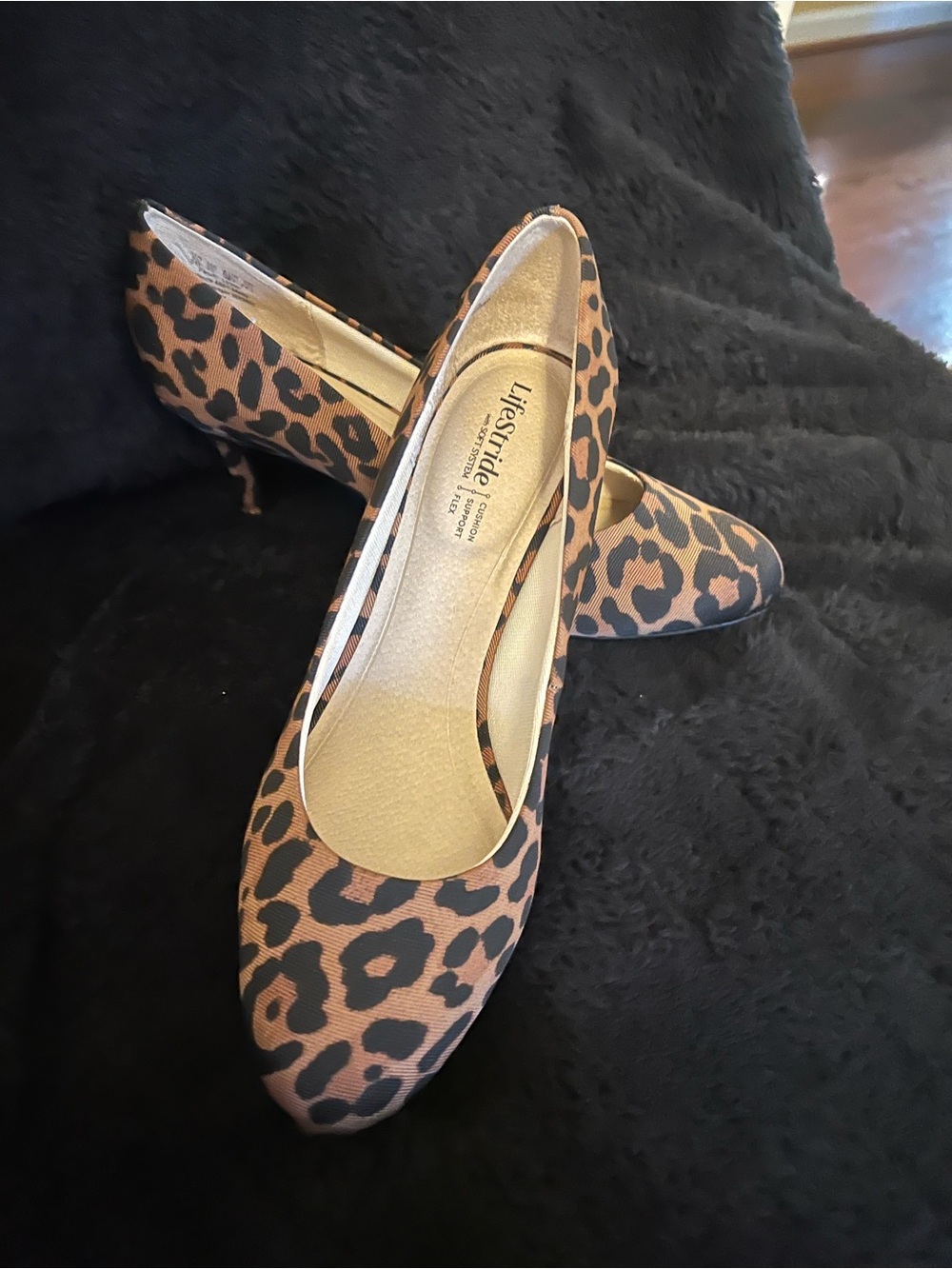 Life Stride Leopard Print Pointed Toe Kitten Heels - Brown & Black